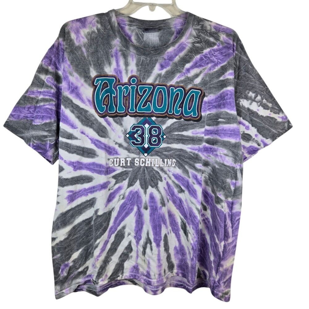 Vtg Arizona Diamondbacks Curt Schilling 38 Sz XXL T-Shirt Short Sleeve Tie Dye